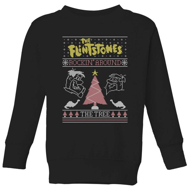 Flintstones Rockin Around The Tree Kids' Christmas Jumper - Black - 5-6 Jahre - Schwarz on Productcaster.