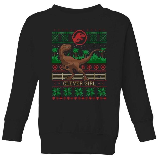 Jurassic Park Clever Girl Sudadera Navideña para Niños - Negra - 5-6 años on Productcaster.