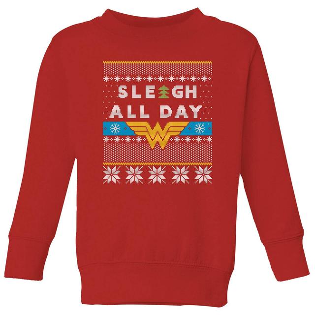 Wonder Woman 'Sleigh All Day Kids' Sudadera Navideña - Roja - 7-8 años on Productcaster.