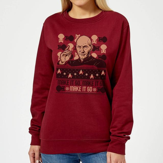 Star Trek: The Next Generation Make It So Women's Christmas Jumper - Burgundy - XS on Productcaster.