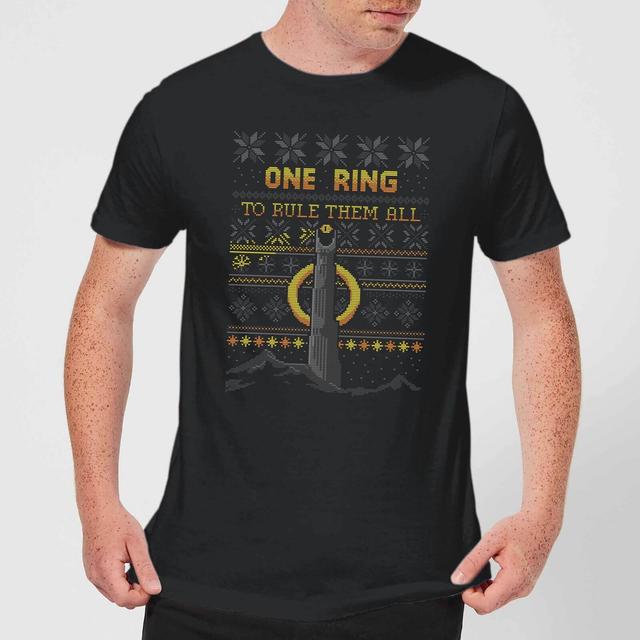 The Lord Of The Rings One Ring Men's Christmas T-Shirt in Black - XS on Productcaster.