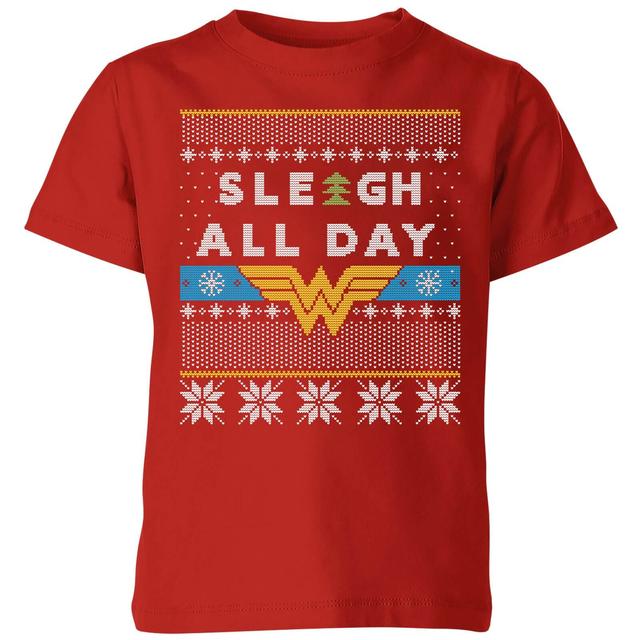 Wonder Woman 'Sleigh All Day Kids' Christmas T-Shirt - Red - 3-4 Jahre on Productcaster.