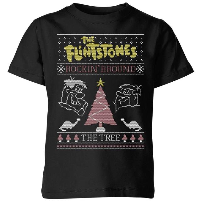 Flintstones Rockin Around The Tree Kids' Christmas T-Shirt - Black - 3-4 años - Negro on Productcaster.