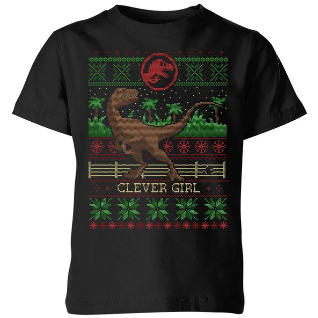 Jurassic Park Clever Girl Kids' Christmas T-Shirt - Black - 11-12 Jahre on Productcaster.