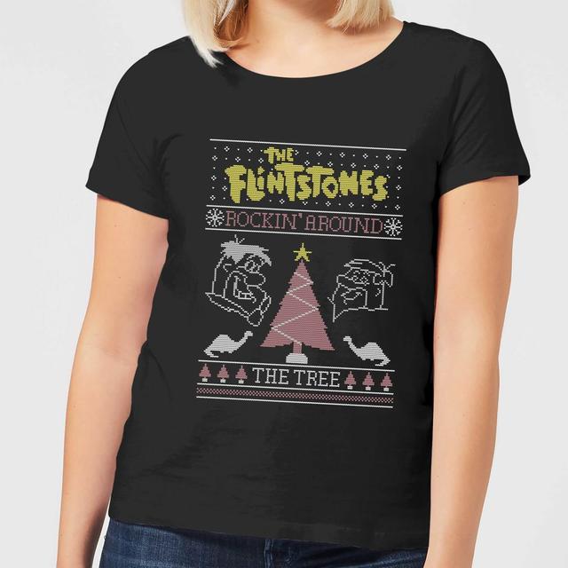 Flintstones Rockin Around The Tree Women's Christmas T-Shirt - Black - L - Schwarz on Productcaster.