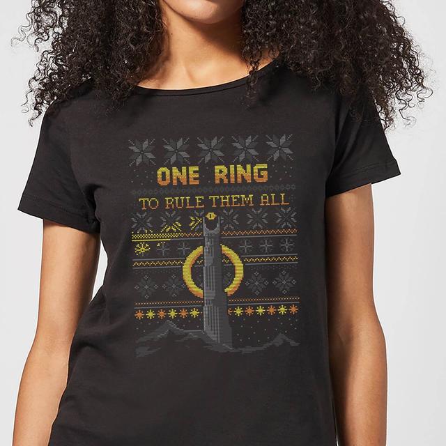 Camiseta navideña One Ring para mujer de El Señor de los Anillos - Negro - L on Productcaster.