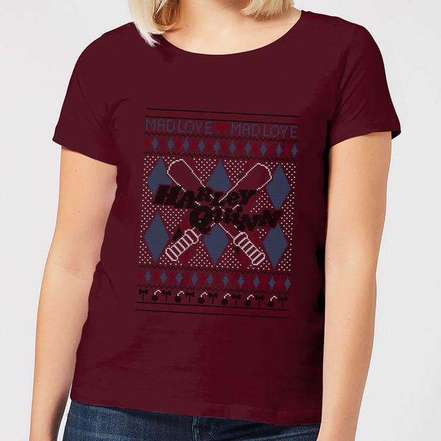 Harley Quinn Women's Christmas T-Shirt - Burgundy - XL - Burgundy on Productcaster.