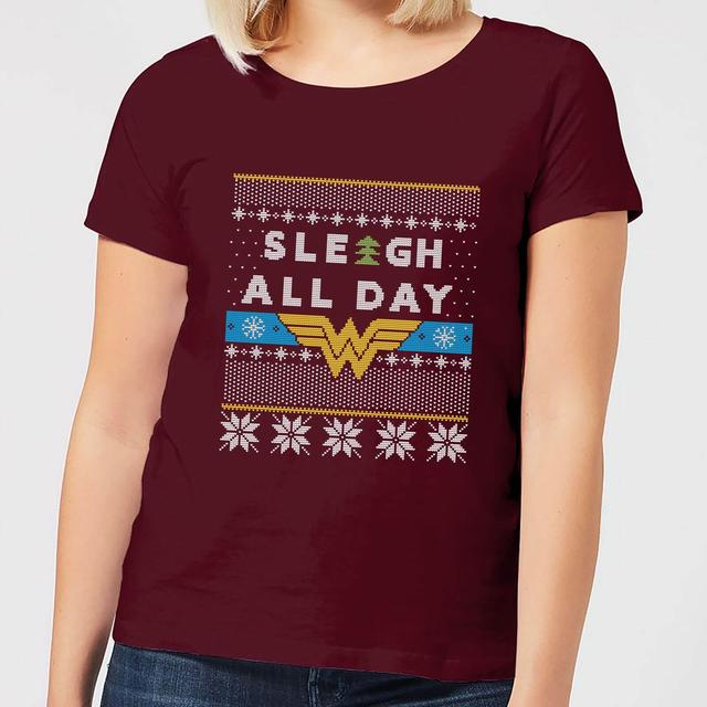 Camiseta navideña para mujer Sleigh All Day de Wonder Woman - Burdeos - XL on Productcaster.