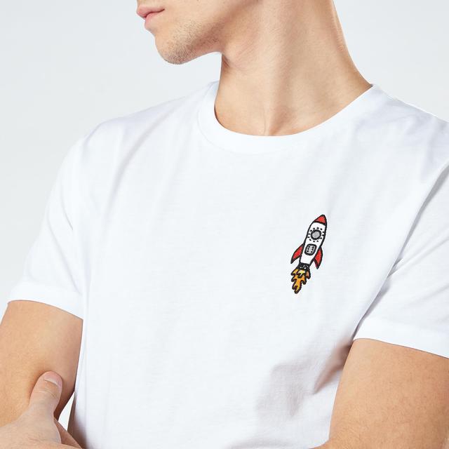 Rocket Unisex Embroidered T-Shirt - White - M - Weiß on Productcaster.