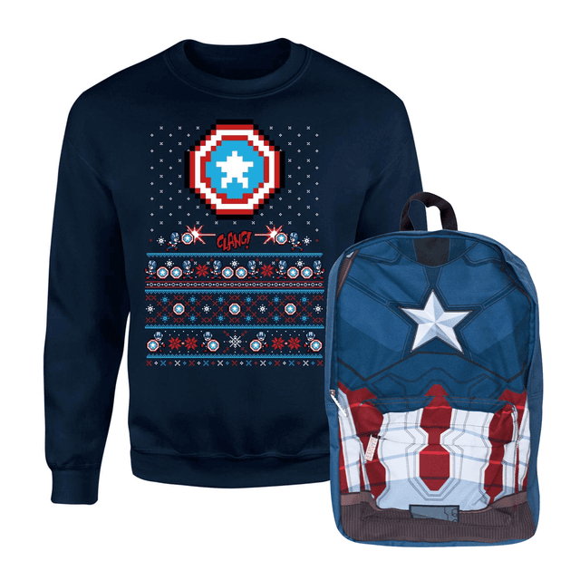 Captain America Christmas Bundle - Men's - XL - Navy on Productcaster.