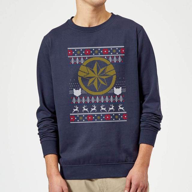 Captain Marvel Christmas Jumper - Navy - XL on Productcaster.