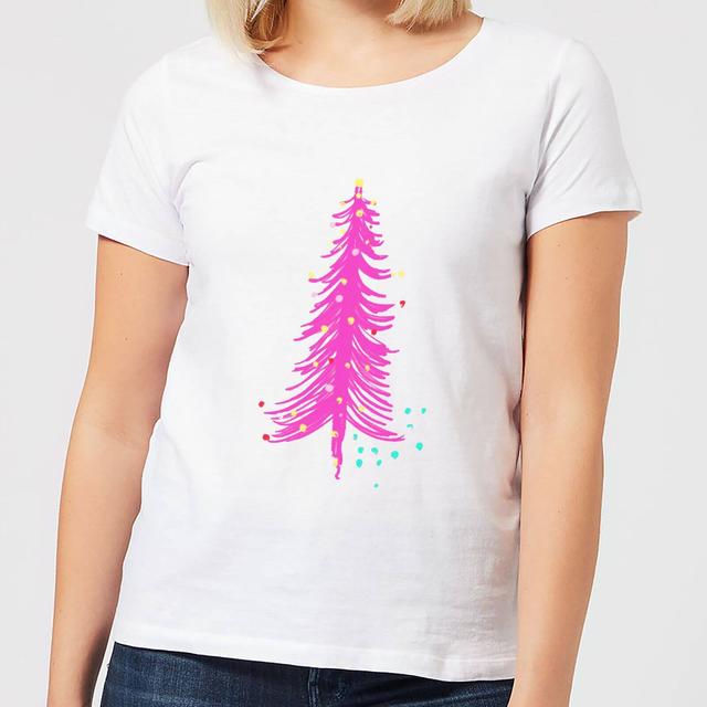 Pink Christmas Tree Women's T-Shirt - White - M - Weiß on Productcaster.