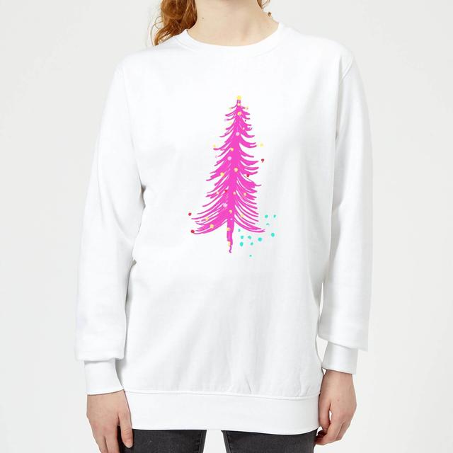 Pink Christmas Tree Women's Sweatshirt - White - XS - Weiß on Productcaster.