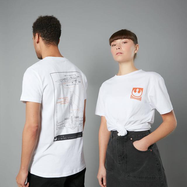 T-Shirt The Rise of Skywalker X-Wing Schematic - Bianco - Unisex - S on Productcaster.