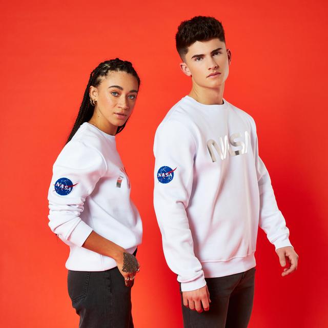 NASA Metallic Logo Unisex Sweatshirt - Weiß - L on Productcaster.