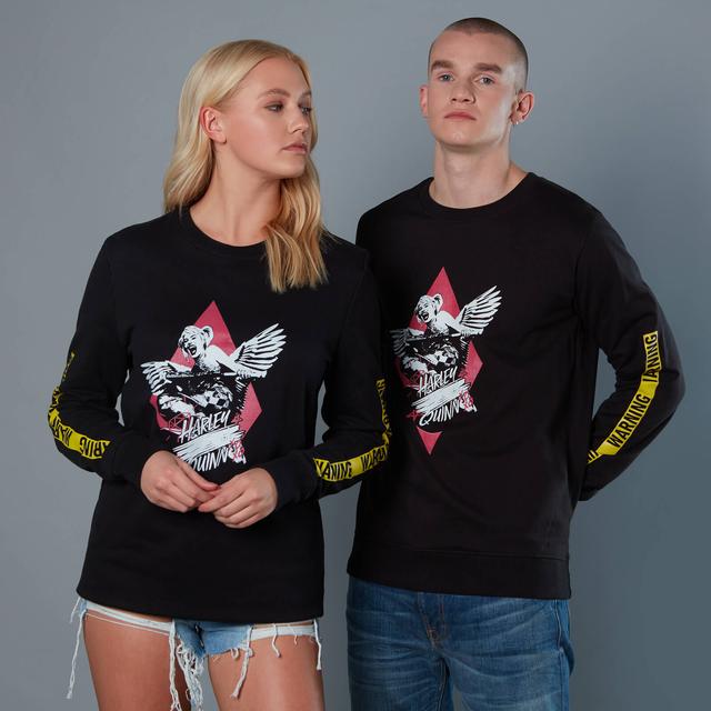 Yellow Warning Sleeve Unisex Birds of Prey Sweatshirt - Schwarz - L on Productcaster.