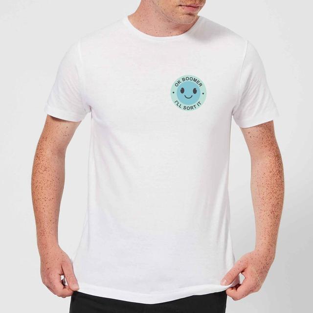 Ok Boomer Blue Smile Pocket Print Men's T-Shirt - White - XXL - Weiß on Productcaster.