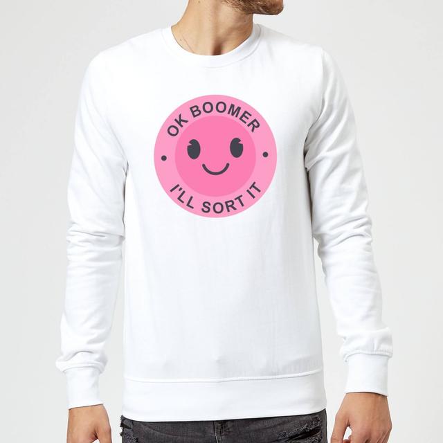 Ok Boomer Pink Smile Sweatshirt - White - XXL - White on Productcaster.