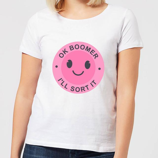 Ok Boomer Pink Smile Women's T-Shirt - White - S - Weiß on Productcaster.