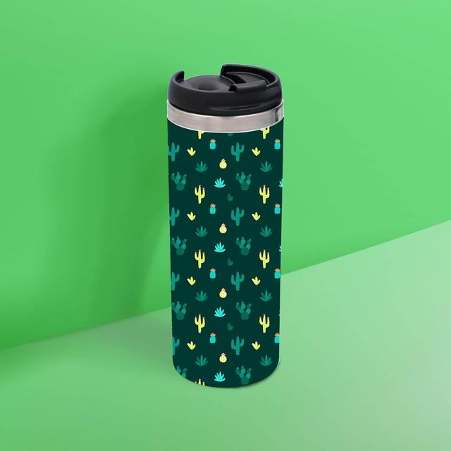 Dark Cactus Pattern Thermo Travel Mug on Productcaster.