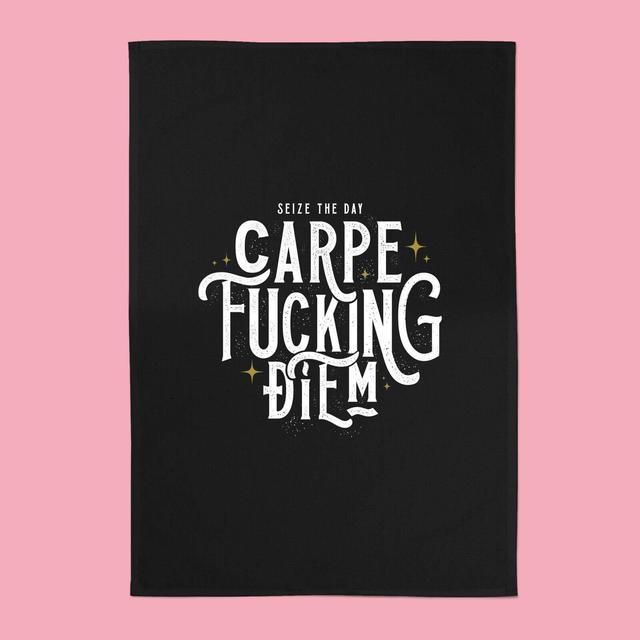 Carpe Fucking Diem Cotton Black Tea Towel on Productcaster.