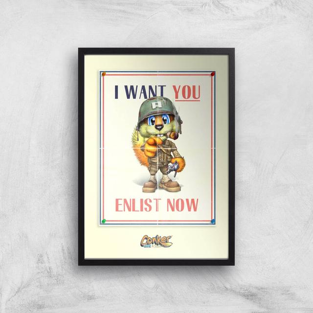 Conker I Want You Giclee Art Print - A4 - Black Frame on Productcaster.