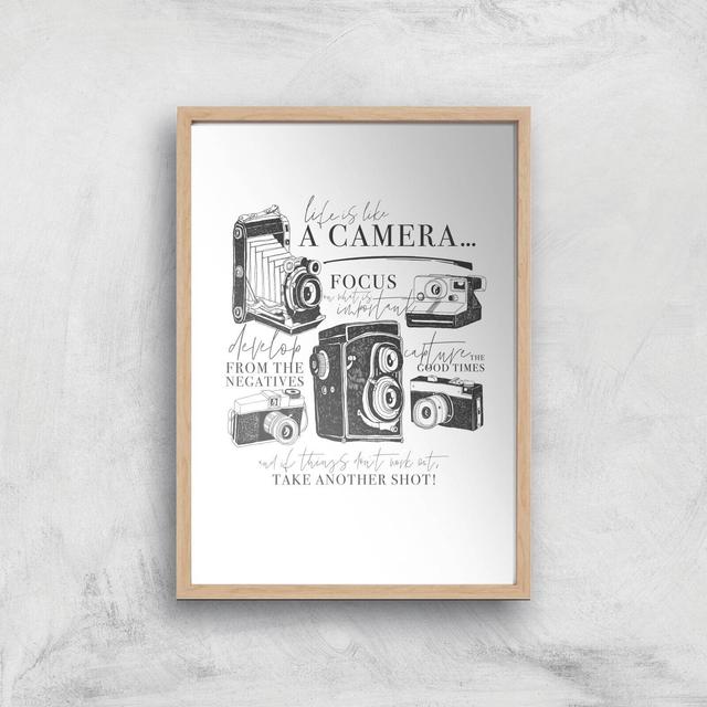 Life Is Like A Camera Art Print - A2 - White Frame on Productcaster.