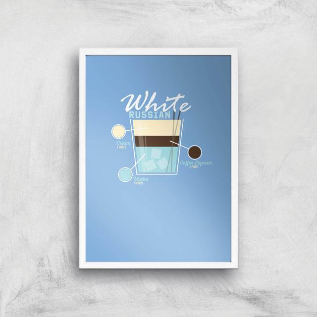 Infographic White Russian Art Print - A2 - White Frame on Productcaster.