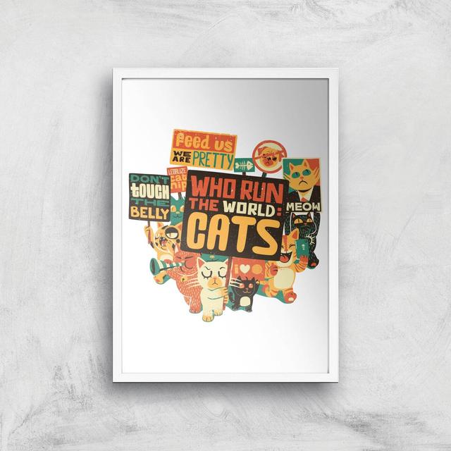 Tobias Fonseca Who Run The World? Cats. Art Print - A2 - White Frame on Productcaster.