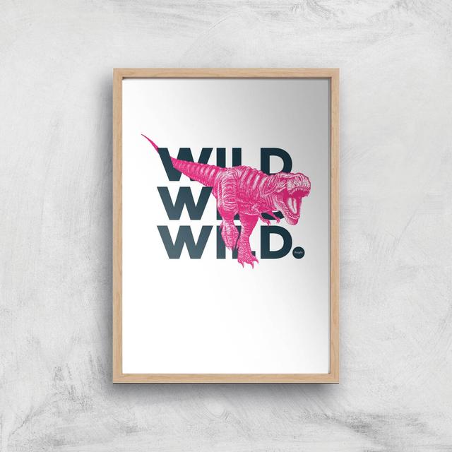 Wild Dinosaur Art Print - A2 - Wood Frame on Productcaster.