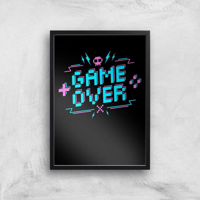 Game Over Gaming Art Print - A3 - Black Frame on Productcaster.