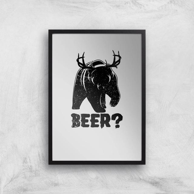 Beer Bear Deer Art Print - A3 - Black Frame on Productcaster.