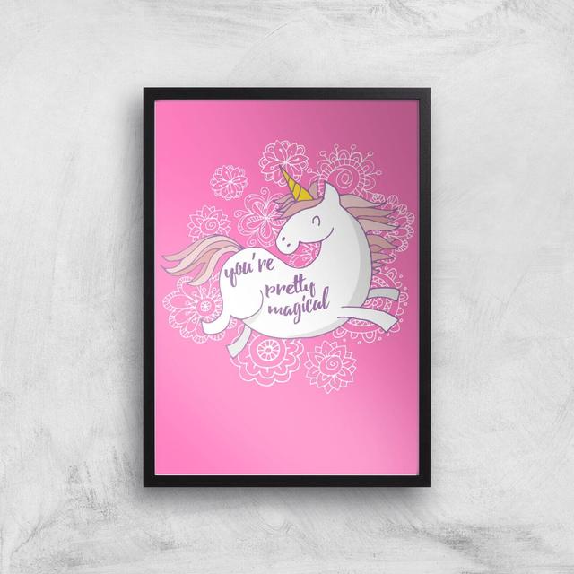 You Are Pretty Magical Unicorn Art Print - A3 - Black Frame on Productcaster.