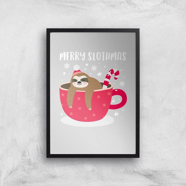 Merry Slothmas Art Print - A3 - Black Frame on Productcaster.