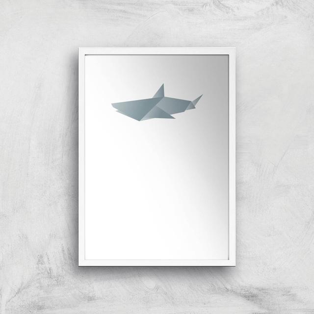 Origami Shark Art Print - A3 - White Frame on Productcaster.