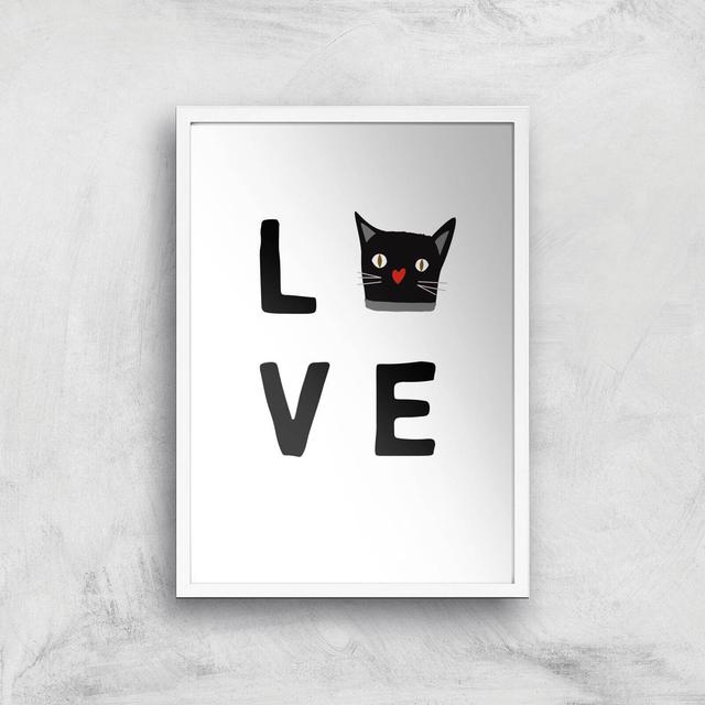 Cat Love Art Print - A3 - White Frame on Productcaster.