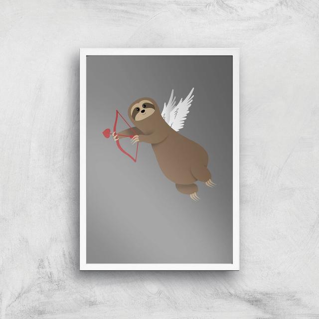 Sloth Cupid Art Print - A3 - White Frame on Productcaster.