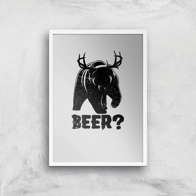 Beer Bear Deer Art Print - A3 - White Frame on Productcaster.