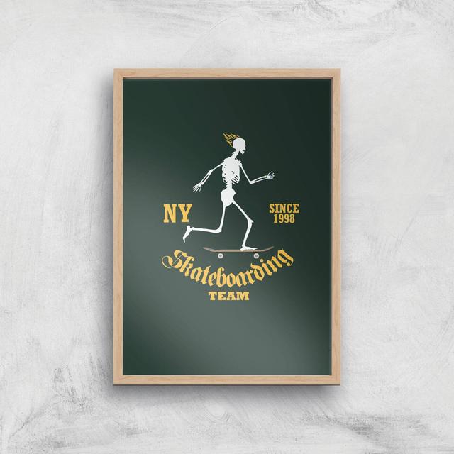 Skateboarding Team Art Print - A3 - Wood Frame on Productcaster.