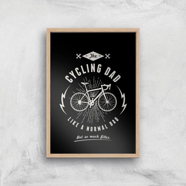 Cycling Dad Art Print - A3 - Wood Frame on Productcaster.