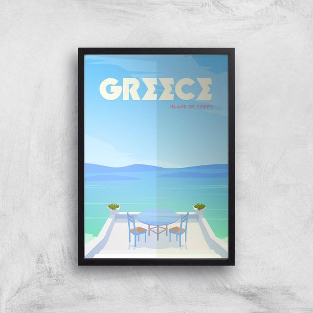 Visit... Greece Giclée Art Print - A3 - Black Frame on Productcaster.