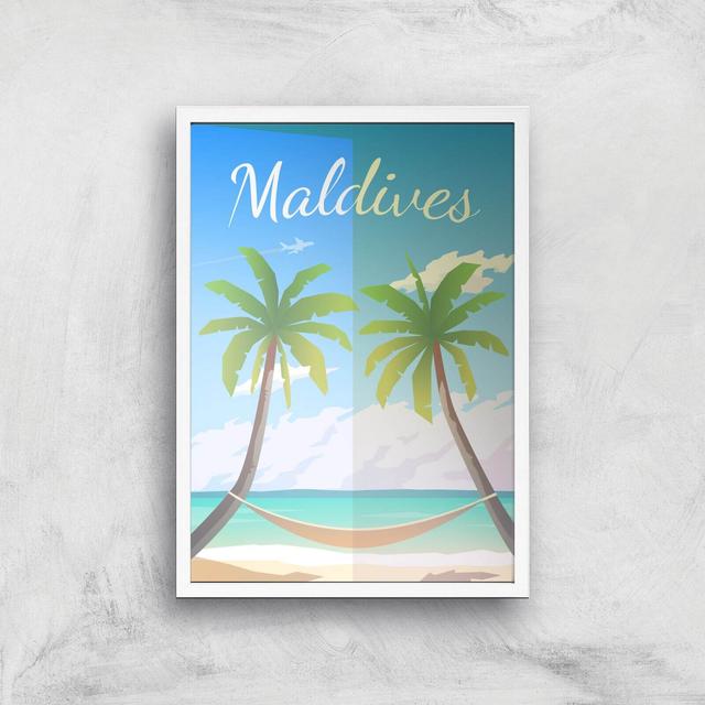 Visit... Maldives Giclée Art Print - A3 - White Frame on Productcaster.