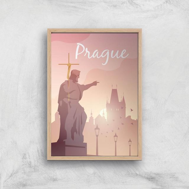 Visit... Prague Giclée Art Print - A4 - Wooden Frame on Productcaster.