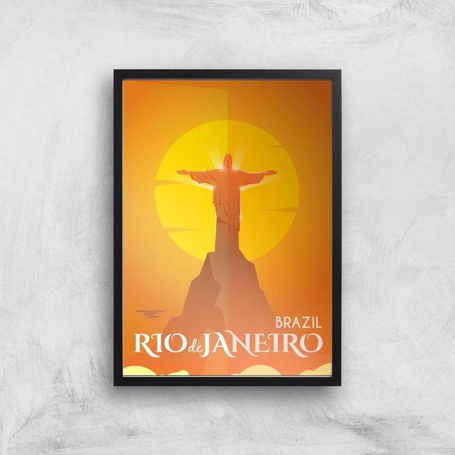 Visit... Rio De Janiero Giclée Art Print - A2 - Wooden Frame on Productcaster.