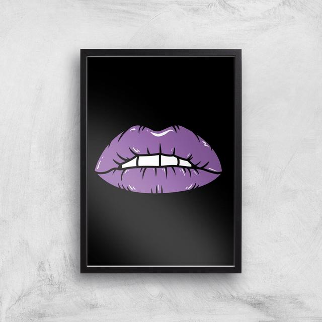 Purple Lips Giclée Art Print - A3 - Black Frame on Productcaster.