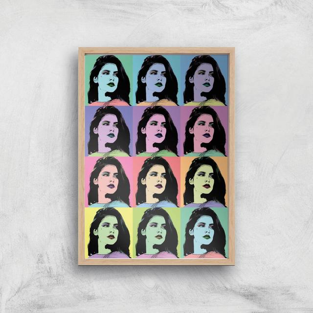 Multi Colour Pop Girl Giclée Art Print - A2 - Wooden Frame on Productcaster.