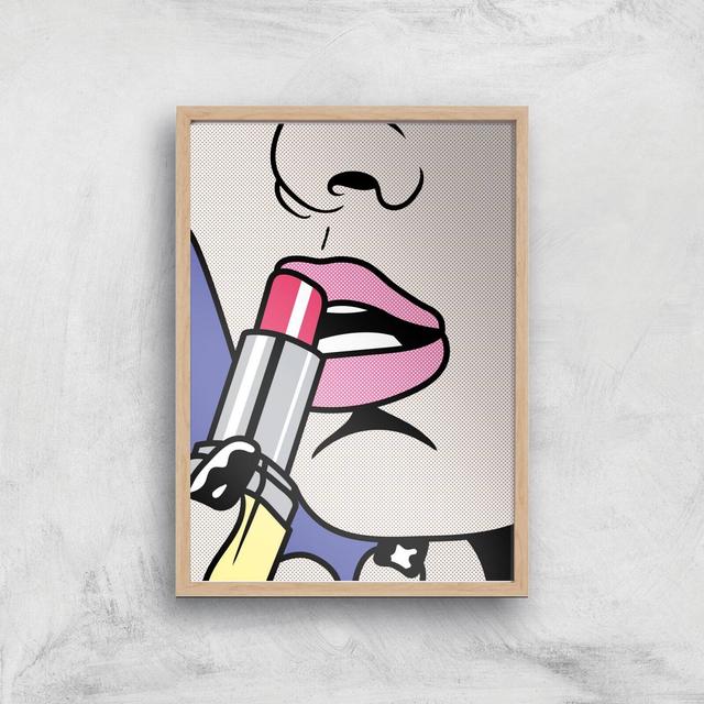 Applying Lipstick Pop Giclée Art Print - A3 - Wooden Frame on Productcaster.