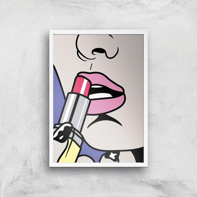 Applying Lipstick Pop Giclée Art Print - A3 - White Frame on Productcaster.