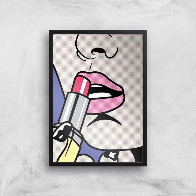 Applying Lipstick Pop Giclée Art Print - A3 - Black Frame on Productcaster.