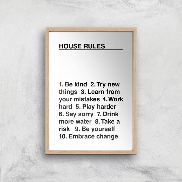 House Rules Giclée Art Print - A2 - Wooden Frame on Productcaster.